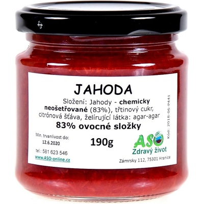 ASO Zdravý život jahoda doslazovaná panelou Bio 190 g