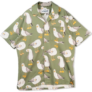 LAKOR Мъжка риза с копчета Lakor Flipping The Bird Short Sleeve Shirt - Seaspray (033-3076-0111)