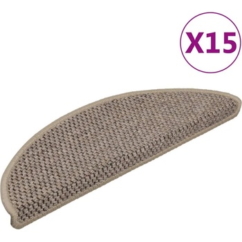 vidaXL Самозалепващи стелки за стълби сизал 15бр 56x17x3см тъмнобежово