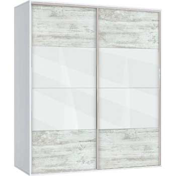 Bogdan Furniture G Двукрилен гардероб с плъзгащи врати Мебели Богдан Модел bm-ava 5, кристал с бяло