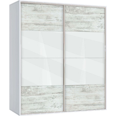 Bogdan Furniture G Двукрилен гардероб с плъзгащи врати Мебели Богдан Модел bm-ava 5, кристал с бяло