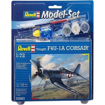Revell F4U1D Corsair Model Set lietadlo 63 dielov + farby + lepidlo + štetec 1:72