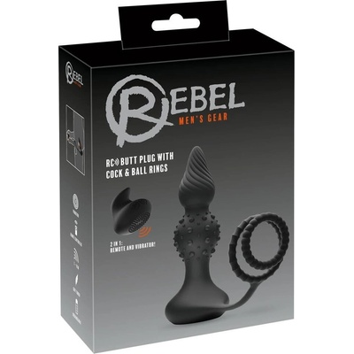 Rebel 2in1 battery-powered radio anal vibrator with penis ring black