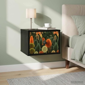 vidaXL Стенен шкаф за нощно шкафче ZAANDAM Черен дъб 36 x 33 x 25 см (8007475)