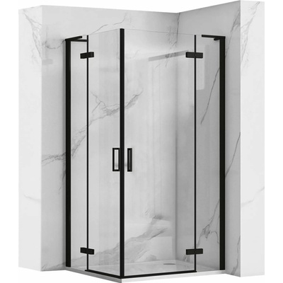 Rea Hugo Double, 2-krídlový sprchovací kút 90 (dvere) x 90 (dvere) x 200 cm, 6mm číre sklo, čierny profil, REA-K6601