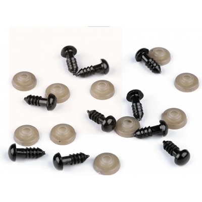 Oči na bábiky s poistkou 8mm - 10ks čierne