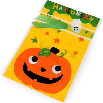 Sáček s atlasovou stuhou Halloween 15x22,5 cm, malé, 1 žlutá zelená