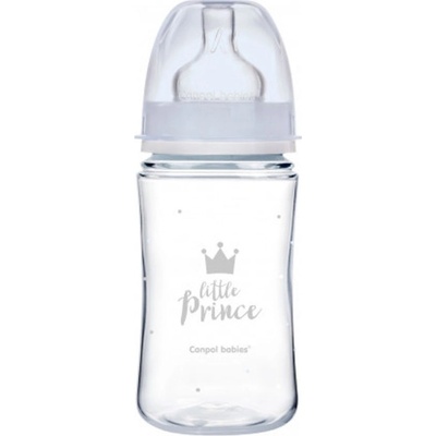 Canpol babies Láhev širokým hrdlem ROYAL BABY modrá 240 ml