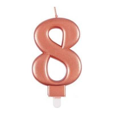Unique Svíčka dortová ROSE GOLD metalická 8
