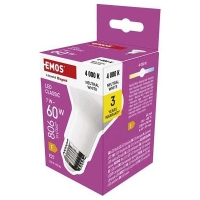 Emos LED žárovka Classic R63 E27 7 W 60 W 806 lm neutrální bílá