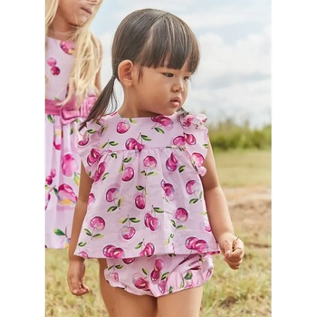 Mayoral Комплект бермуди total look лилав цвят с черешки за мини момиче Майорал