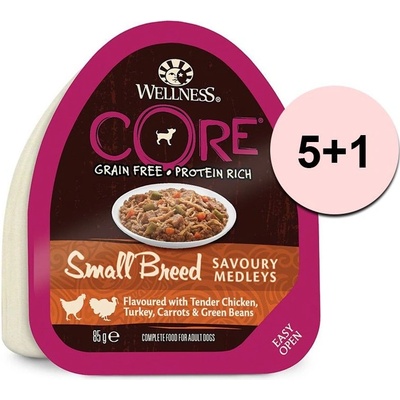 Wellness Core Adult Small Breed kuřecí & krůtí 6 x 85 g