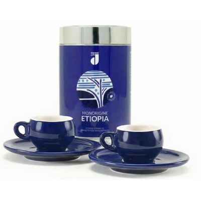 Danesi Duo Plus Комплект мляно кафе Blue Etiopia - Dark Cassette 250 г + 2 чаши и 2 чинийки - син