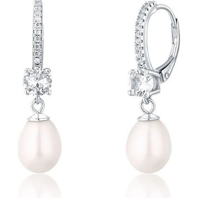 JwL Luxury Pearls pôvabné strieborné náušnice s pravými perlami a zirkónmi JL0739