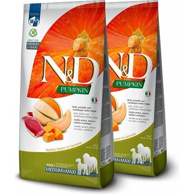 N&D Pumpkin Dog Adult Medium & Maxi Grain Free duck & cantaloupe 2 x 12 kg