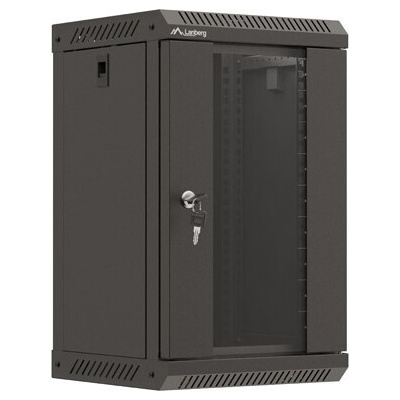 Lanberg Комуникационен шкаф Lanberg rack cabinet 10" wall-mount 9U/300x300 (flat pack) with glass door black (WF11-3309-10B)