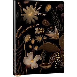 Victorias Journals Тефтер Victoria's Journals Florals - Златисто и черно, пластична корица, на точки, 96 листа, А5 (V3449)
