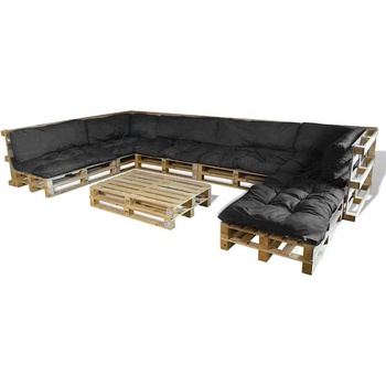 vidaXL Кушон за палетен диван 13 pcs Черно 120 x 80 x 10 см текстил (41518)