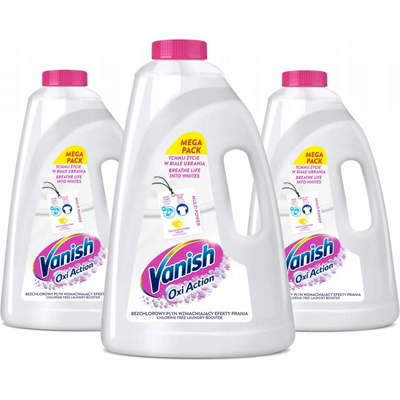 Vanish Oxi Action White Odstraňovač skvrn v tekuté formě pro bílé prádlo 3 x 3 l