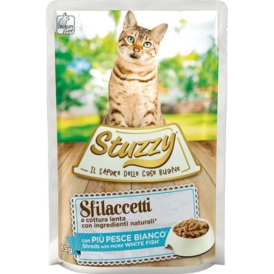 Stuzzy Cat Shreds Trhané mäso z bielych druhov rýb 85 g
