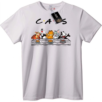 NOONEBRAND Тениска с Карикатурни Котки - 2XL, Black