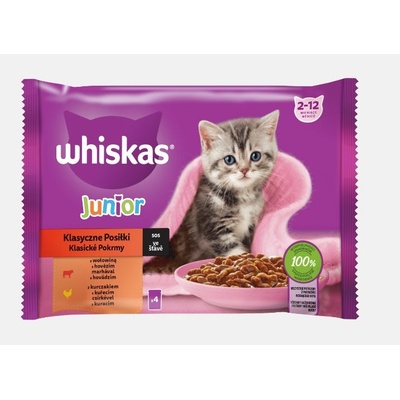 Whiskas Junior kura & hovädzie & jahňa & králik v šťave 4 x 85 g