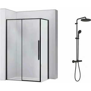 Grohe Комплект душ кабина Rea Solar черна 90x120 см и душ колона Grohe Vitalio Start черна (5902557333028+266772431)