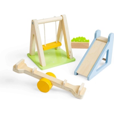 Bigjigs Toys Drevený nábytok do domčeka pre bábiky Vonkajšie ihrisko