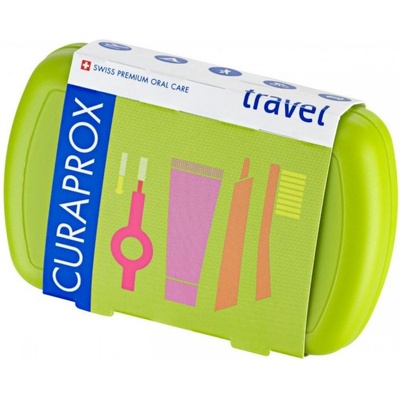 Curaprox Travel Set zubná kefka + CPS medzizubné kefky 2 ks + zubná pasta 10 ml darčeková sada, zelený