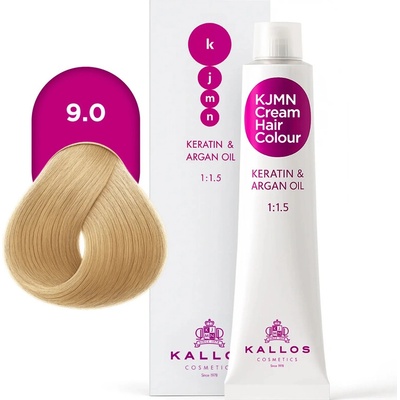 Kallos KJMN s keratinem a arganovým olejem 9.0 Very Light Blond Cream Hair Colour 1:1.5 100 ml