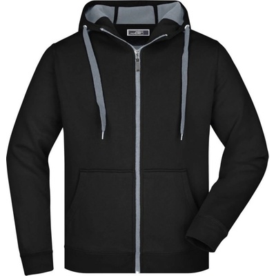 James & Nicholson mikina Doubleface JN 355 na zip COT-02035580902 černá/carbon