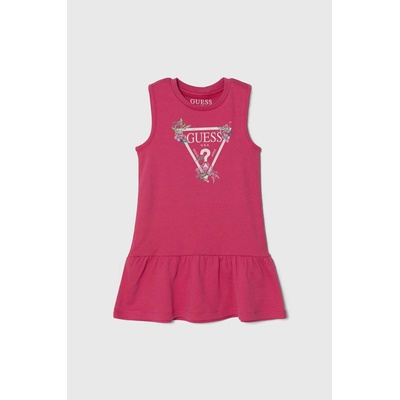 Guess Детска памучна рокля Guess в розово къса със стандартна кройка (K4RK23.KA6W4.PPYH)