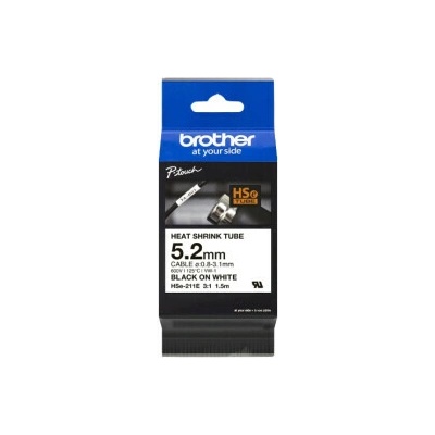 Originálna páska Brother HSE-211, čierna tlač/biely podklad, 1.5m, 5.2mm