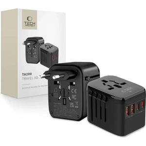 Tech-protect TA200 EU / UK / US / AU адаптер - черен (5906302368617)