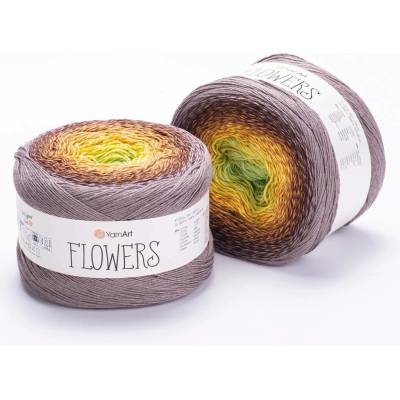 Yarn Art příze Flowers 317 zelená, žlutá, hnědá