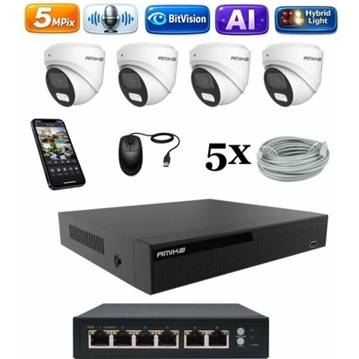 Amiko IP 4 kamerový set so switchom Ai Dl Dome 1500K4V2