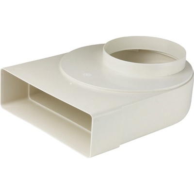 Dalap PVC редуктор 90° от кръгла към правоъгълна тръба Ø 125 мм / 204x60 мм, въртящ се (6041)