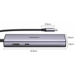 UGREEN CM512 90568 USB-C-Adapter - 2x USB-A 3.0 / HDMI / RJ45 / SD- und TF-Kartenleser / USB-C PD 100 W - Grau