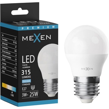 Mexen Nova LED крушка E27, G45, 3W, Студена - 6500K, 315 lm - L101-E27-0365-01 (L101-E27-0365-01)