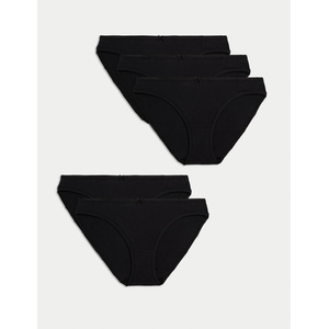 Marks & Spencer Черни памучни бикини с Lycra® на Marks & Spencer, 5 пакета Marks & Spencer | Cheren | ЖЕНИ | XS