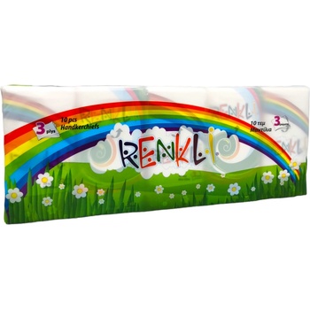 Renkli носни кърпи бели 3 пласта, С аромат, 10бр