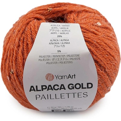 Pletací příze Alpaca Gold s flitry 50 g Varianta: 8 (9312) rezavá stř., Balení: 1 ks 60464/156279/285980