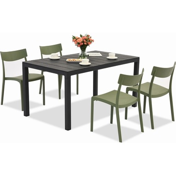 BICA Комплект градински мебели King/Provence в антрацитно зелено за 4 души Bica (BC440ANT-4xBC308ZIE)