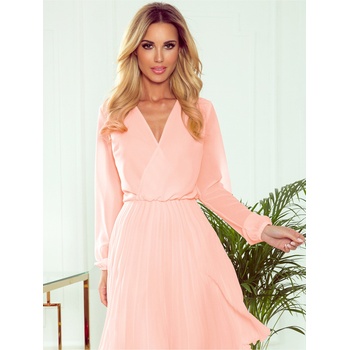 Numoco Плисирана рокля с дълги ръкави - праскова Numoco ISABELLE numoco | Cherven | ЖЕНИ | L