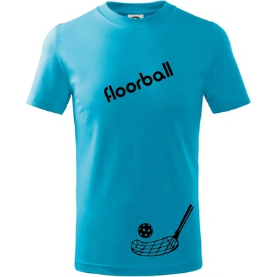 Floorball nápis šikmo tričko detské svetlý tyrkys