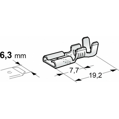 MTA Dutinka s jazýčkom plochá 6,3mm pocín 1-2,5