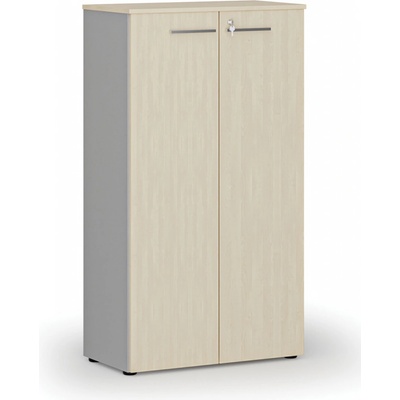 Primo Kancelárska skriňa s dverami GRAY, 1434 x 800 x 420 mm, sivá/breza