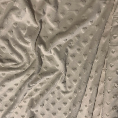 Látka minky srdička, 320 g/m², šíře 160 cm, metráž, ecru