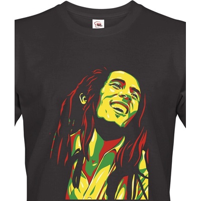 Bezvatriko.cz Bob Marley Canvas pánské tričko s krátkým rukávem 1365 černá