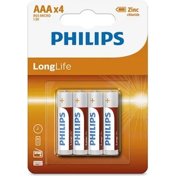 Philips Батерия Philips LongLife AAA 4бр (R03L4B/10) (R03L4B/10)